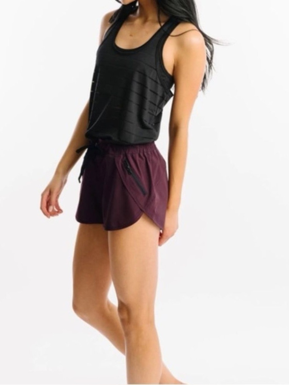 Zyia Active Wear Plum Fierce Zipper Pocket Shorts Size Lrg